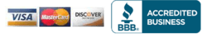 Better Business Bureau Logo and Credit Card Logos