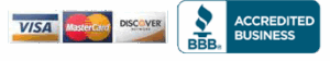 Better Business Bureau Logo and Credit Card Logos